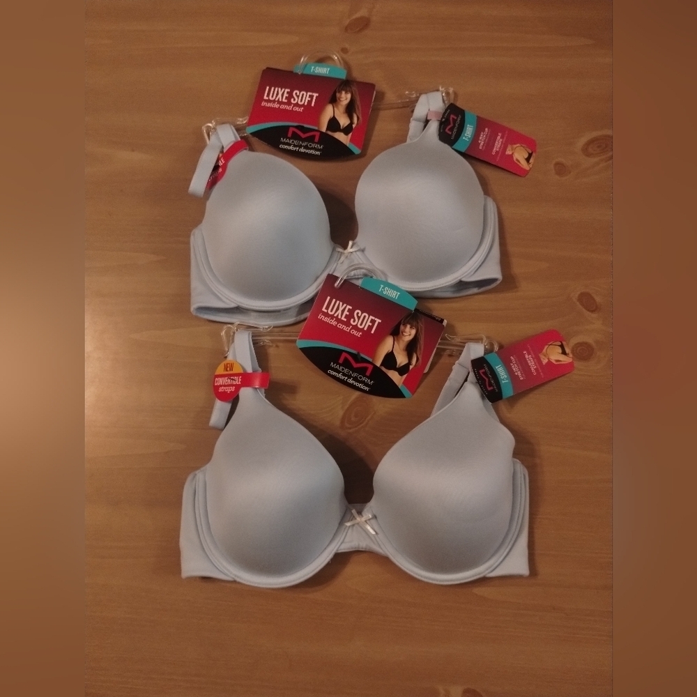 2 NEW 36D Maidenform Luxe Soft Underwire T-Shirt Bra Convertible Straps
